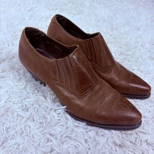 DURANGO Brown Leather western cowboy pointed Slip-On heeled Shoes size 7.5